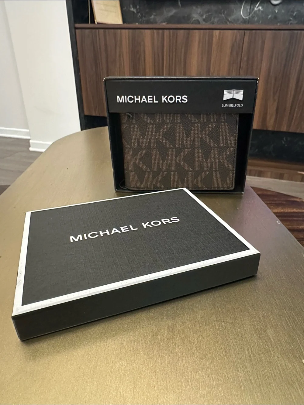 Michael Kors Men's Brown MK Logo Card & Key Wallet